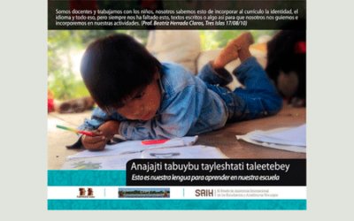 Anajajti tabuybu tayleshtati taleetebey: Esta es nuestra lengua para aprender en nuestra escuela