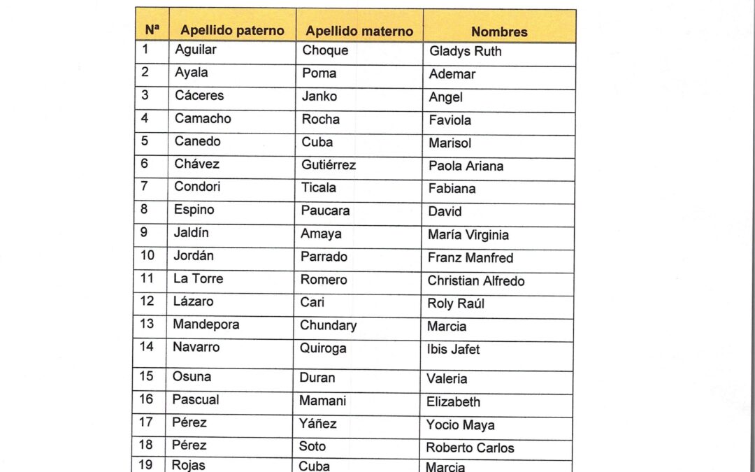Lista de postulantes aceptados al diplomado Blended Learning en su 4ª versión